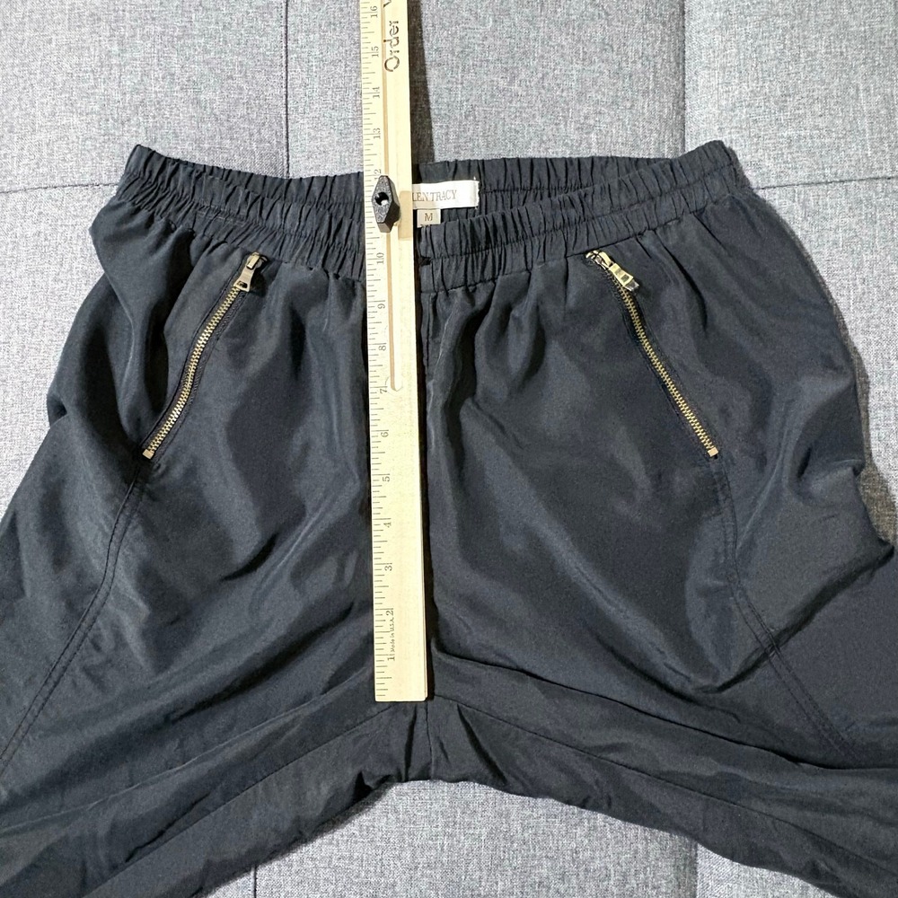 Ellen Tracy Pants Women Medium Black Modal Elastic Waist Cropped Gold Zip Pocket - Picture 4 of 7